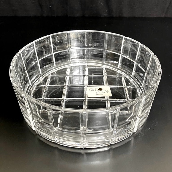 Vintage Studio Nova Round Crystal Glass Bowl Waffle Pattern Made in Japan - Picture 1 of 7
